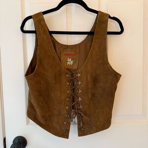 Vintage tan suede Country by Maddox corset lace up vest size 38/ small-medium